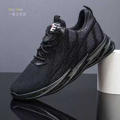 Cross-border men's shoes: new korean style fashionable men's shoes, breathable flyknit yeezy sneakers, soft sole athletic casual trendy shoes - wholesale