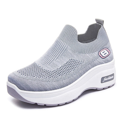 Women's fall collection: new chunky sole casual shoes - soft, comfortable, height-boosting, versatile flats with breathable flyknit upper