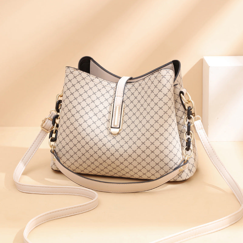 2024 new casual fashion retro print shoulder bucket bag - simple, trendy, and chic crossbody bucket bag