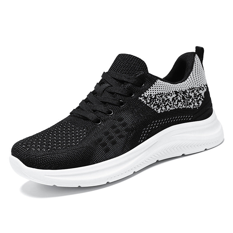 Jinshiyuan |   Women's shoes, shallow sports shoes, fly-woven breathable mesh shoes, running shoes, plaidflats
