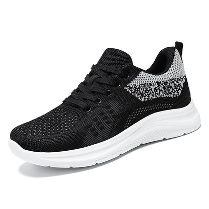 Jinshiyuan |   Women's shoes, shallow sports shoes, fly-woven breathable mesh shoes, running shoes, plaidflats