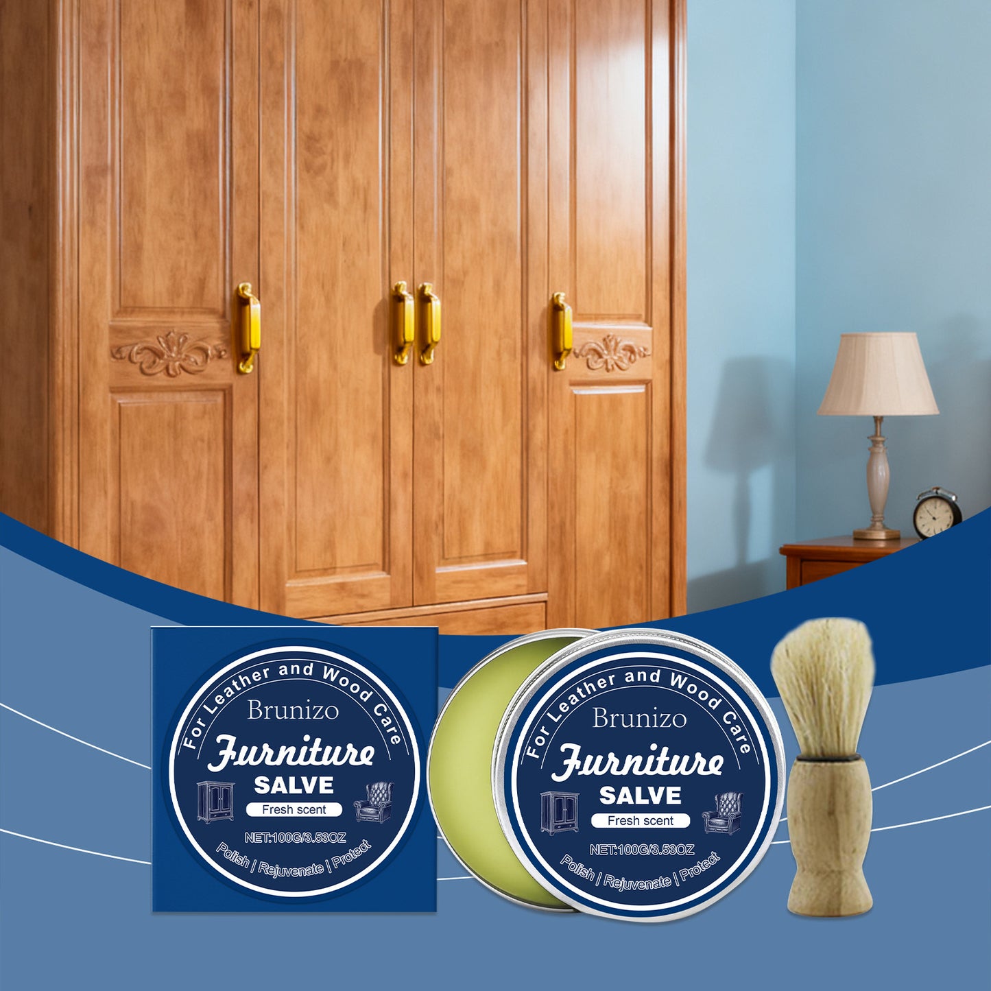Brunizo Leather Wood Care Cream, Protective Furniture Surface Care Household Leather Wood Care Cream