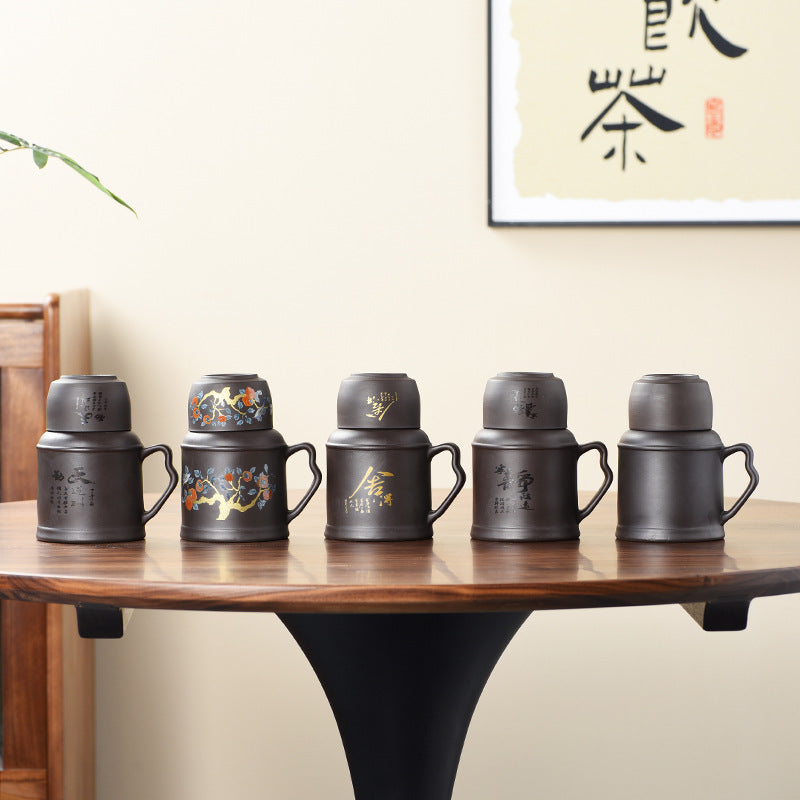 Zhuni purple sand small thermos office mug with lid for home creative stewing teapot cup large capacity tea cup