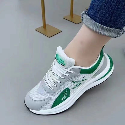 Mesh sneakers 2025 new korean style couple breathable soft bottom dad shoes fly woven running shoes for men and women