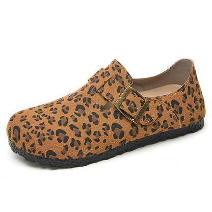 Birkenstocks Women's Spring New Leopard Print Fashion Shoes Flat