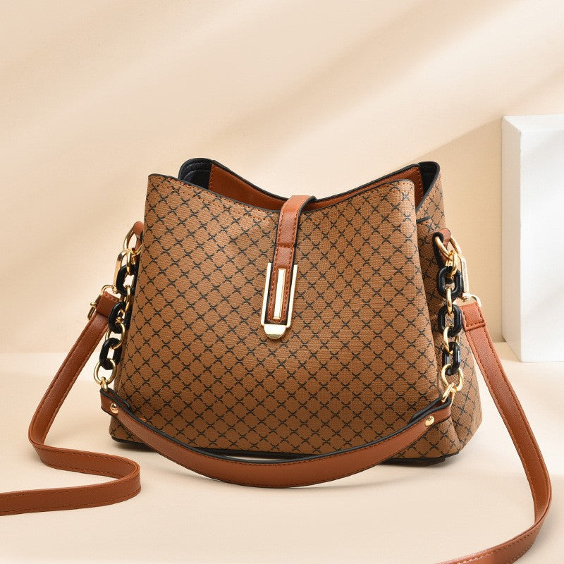 2024 new casual fashion retro print shoulder bucket bag - simple, trendy, and chic crossbody bucket bag