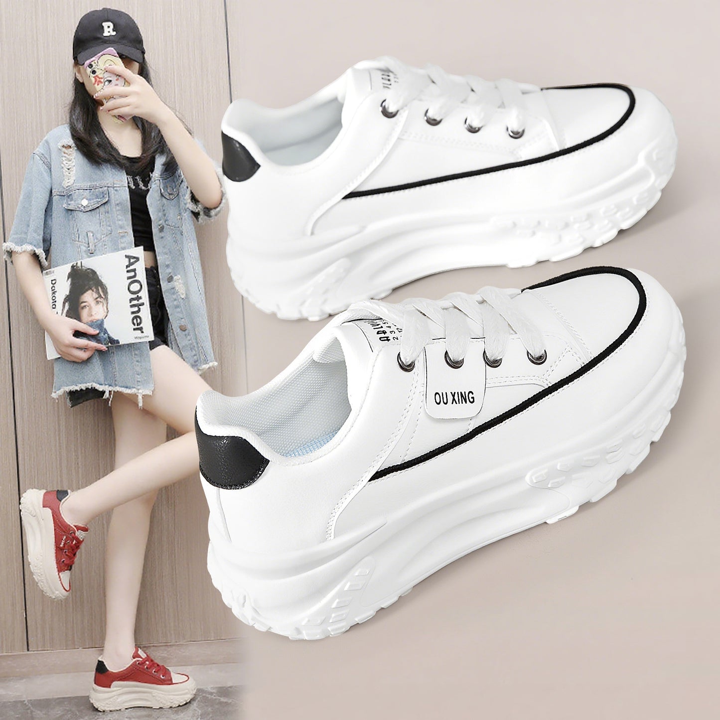 Women's spring collection: height-boosting, versatile, and stylish canvas shoes - comfortable, soft-soled, trendy casual flats