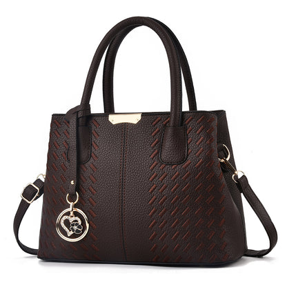 【british mary】2026 new trendy fashion soft leather embroidered middle-aged mom bag cross-border women's handbag