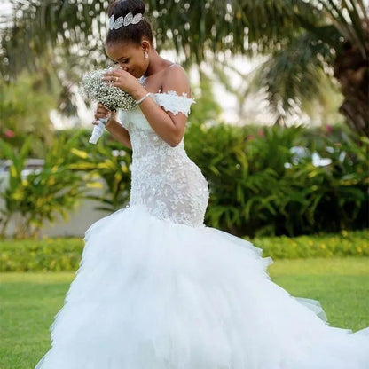 European and american style one-shoulder train wedding dress - new summer collection for outdoor engagements and weddings