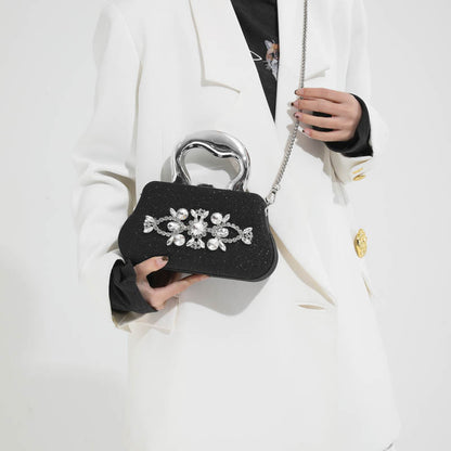 New rhinestone evening dress handbag - shoulder bag, crossbody box bag - elegant party evening clutch