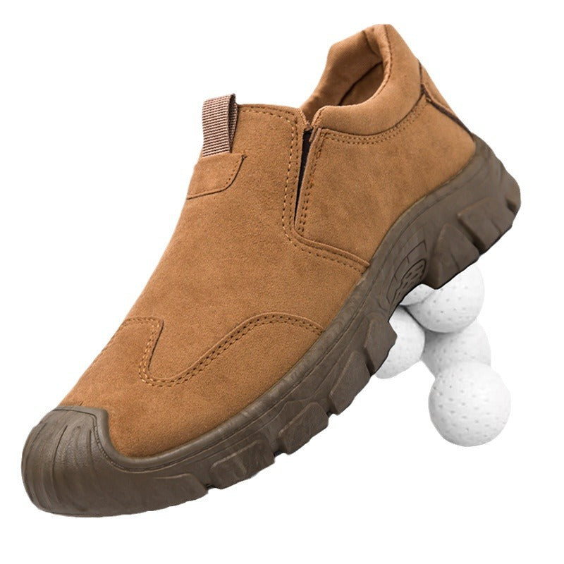 Men's spring and autumn slip-on work shoes, thick-soled, wear-resistant, walking shoes, low-top, non-slip outdoor work shoes, men's cross-border