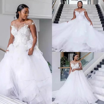 European and american bridal high-waisted slim-fit lace minimalist wedding dress