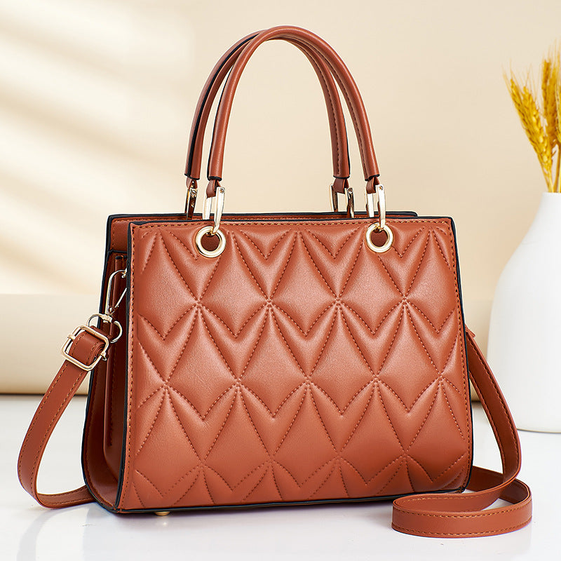 Women's bag 2026 new korean style diamond pattern ladies tote bag large capacity casual women's bag fashionable casual mom bag