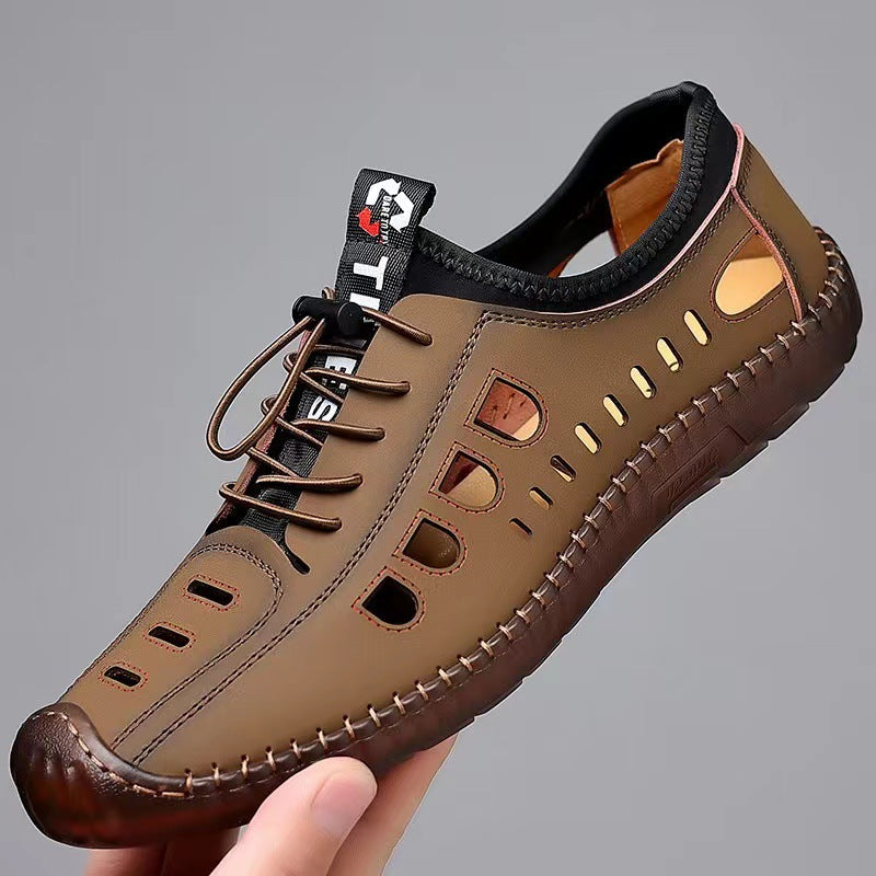 Soft-soled, breathable men's shoes, 2025 new korean style fashion casual shoes, hand-stitched driving shoes with tendon outsole
