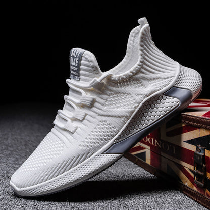 Flyknit men's shoes 2026 new korean style coconut shoes breathable mesh trendy shoes spring casual sports shoes men wholesale