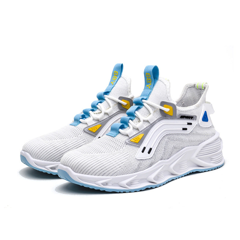 Customizable cross-border men's shoes: 2024 new men's athletic shoes, korean style flyknit breathable running shoes, blade shoes