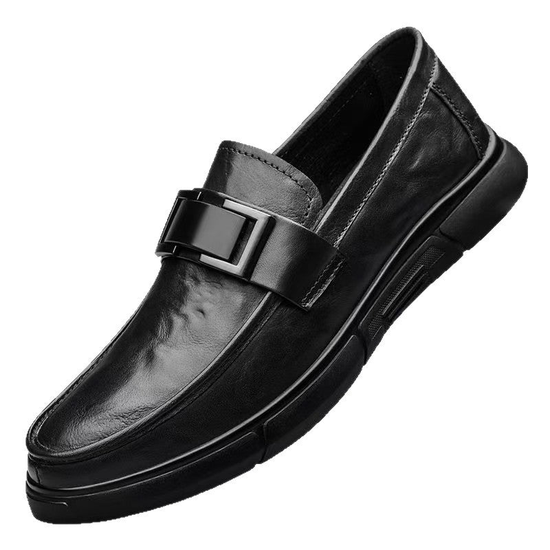 New men's leather shoes with soft soles, comfortable and non-slip, business style, British casual shoes, slip-on, breathable, loafers