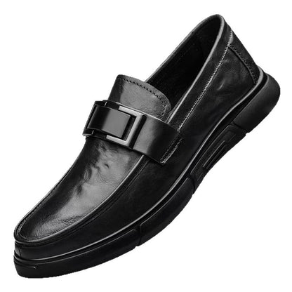 New men's leather shoes with soft soles, comfortable and non-slip, business style, British casual shoes, slip-on, breathable, loafers
