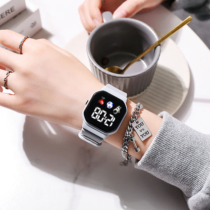 Small square student party watch for men and women ins cold preppy style k-style forest style niche sports luminous digital watch
