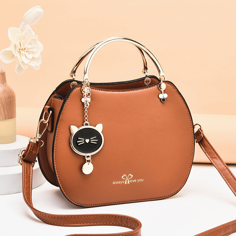 Korean style fashionable girly shell bag chic cat crossbody bag women's shoulder bag solid color small bag handbag