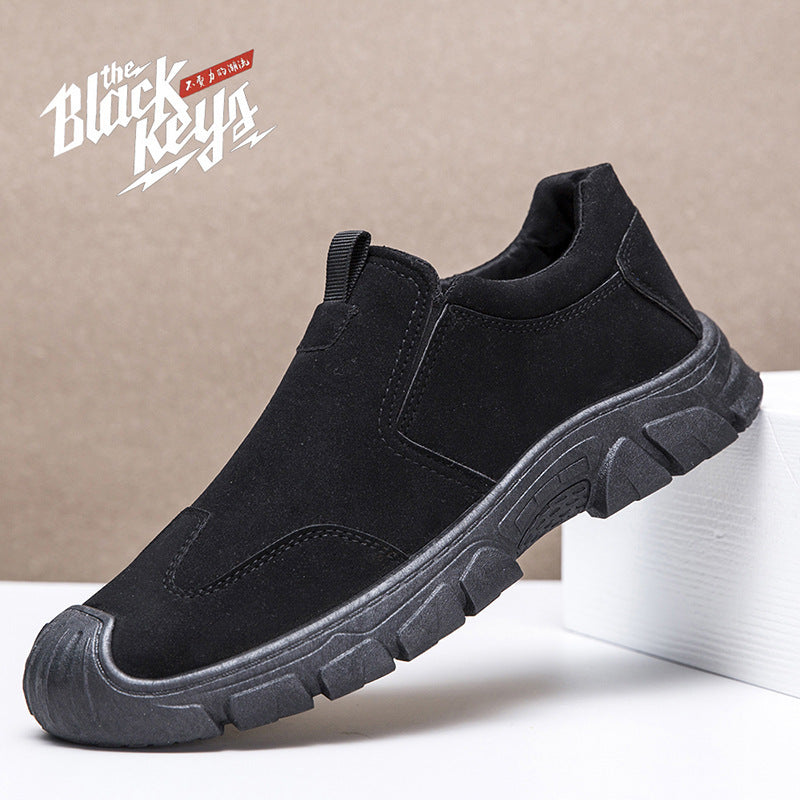 Men's spring and autumn slip-on work shoes, thick-soled, wear-resistant, walking shoes, low-top, non-slip outdoor work shoes, men's cross-border