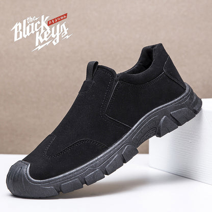 Men's spring and autumn slip-on work shoes, thick-soled, wear-resistant, walking shoes, low-top, non-slip outdoor work shoes, men's cross-border