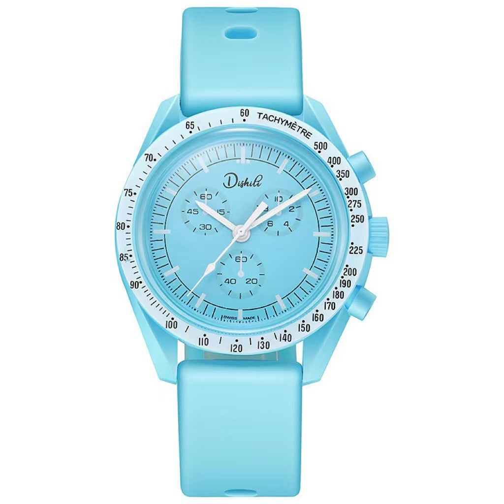 tiktok hot-selling couple's student super-lightweight silicone casual sports watch - planet & moon series