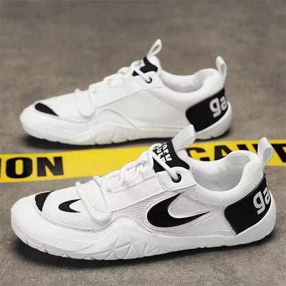 Men's 2025 breathable flyknit mesh athletic shoes, soft sole, youth/teenager style, lightweight running shoes (white/off-white)