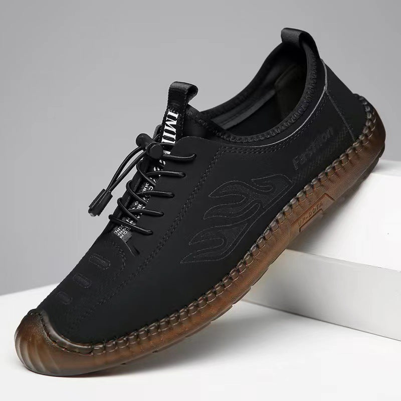 Soft-soled, breathable men's shoes, 2025 new korean style fashion casual shoes, hand-stitched driving shoes with tendon outsole
