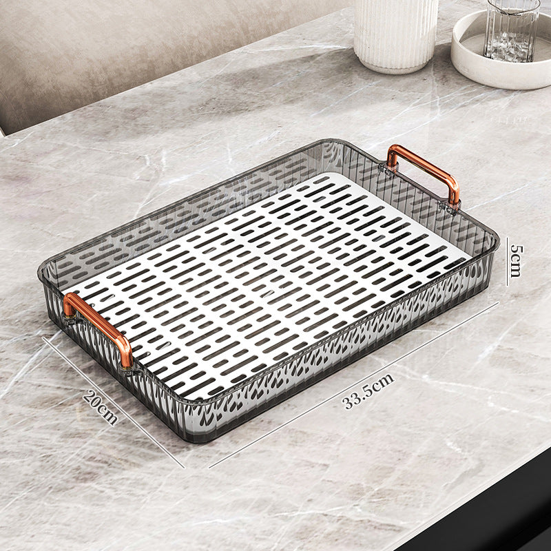 Tea tray for home living room dry brewing station accessible luxury tea set cup holder tea cup water cup rectangular double layer drainage tray