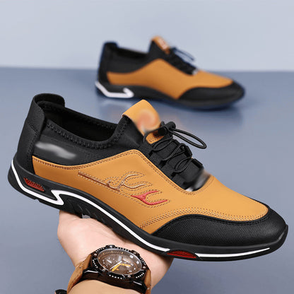Soft-soled men's shoes, new for spring/summer 2025. casual leather slip-on sneakers, british style low-top, easy slip-on design. wholesale