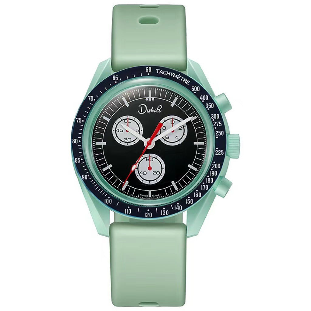 tiktok hot-selling couple's student super-lightweight silicone casual sports watch - planet & moon series