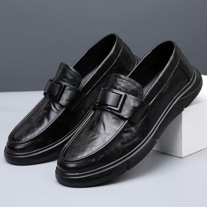 New men's leather shoes with soft soles, comfortable and non-slip, business style, British casual shoes, slip-on, breathable, loafers