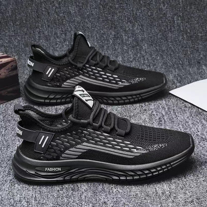 Mesh breathable sneakers 2025 spring and summer fly woven lace-up running shoes k-style cut out soft bottom trendy coconut shoes