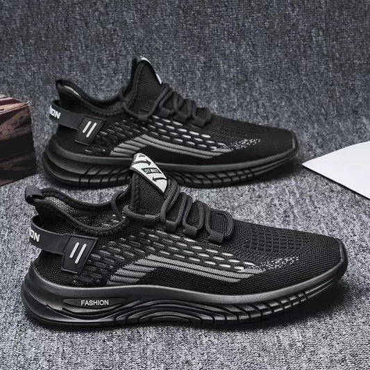 Mesh breathable sneakers 2025 spring and summer fly woven lace-up running shoes k-style cut out soft bottom trendy coconut shoes