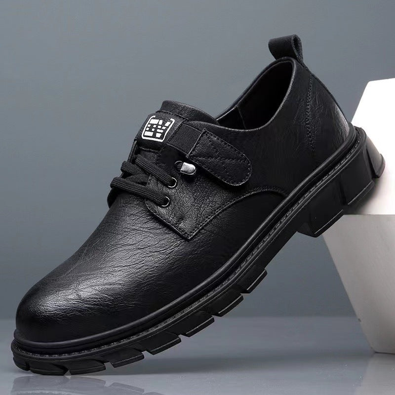Soft-soled men's leather shoes 2025 new business casual men's shoes british retro workwear shoes velcro martin shoes