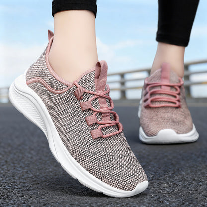 Women's spring new soft sole sneakers - comfortable, breathable mesh lace-up running shoes - low-cut, wear-resistant casual shoes