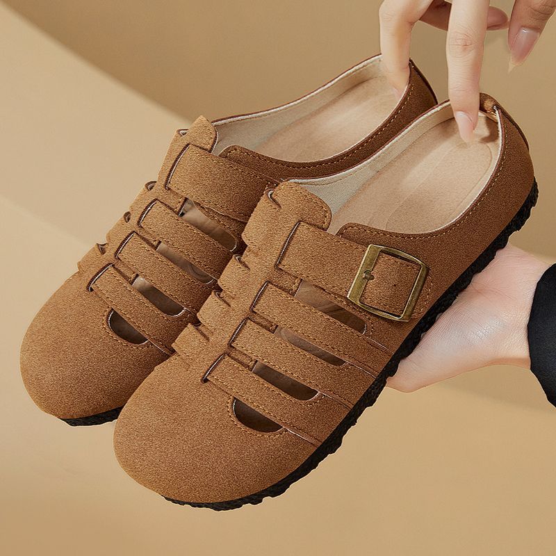 Women's shoesversatilesummernew arrival birkenstock shoescut out fishbone slippersoutwearclassy half slippers breathable sandals