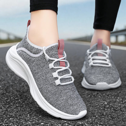 Women's spring new soft sole sneakers - comfortable, breathable mesh lace-up running shoes - low-cut, wear-resistant casual shoes