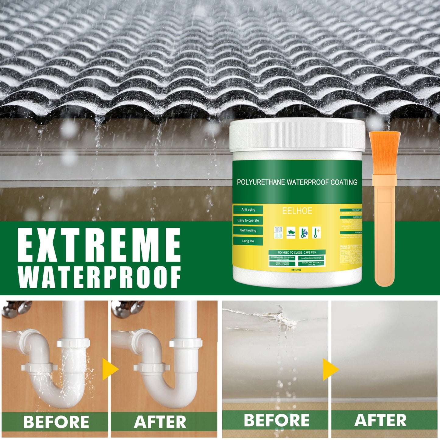 EELHOE transparent waterproof glue, exterior wall bathroom toilet floor tile penetrating waterproof agent wall leak-proof coating