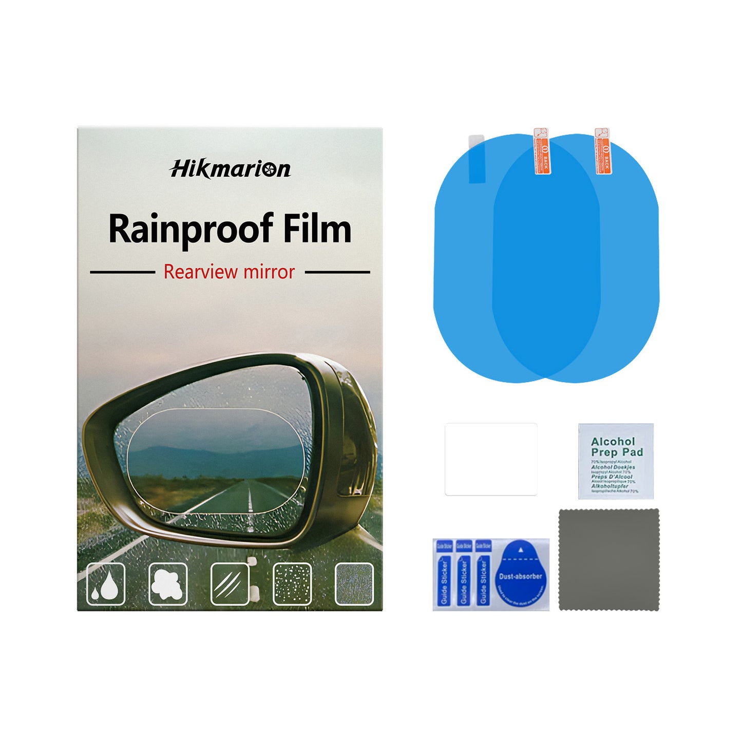 Hikmarion car rearview mirror rainproof sticker to relieve water hanging on the mirror surface and keep the driving vision clear in rainy days