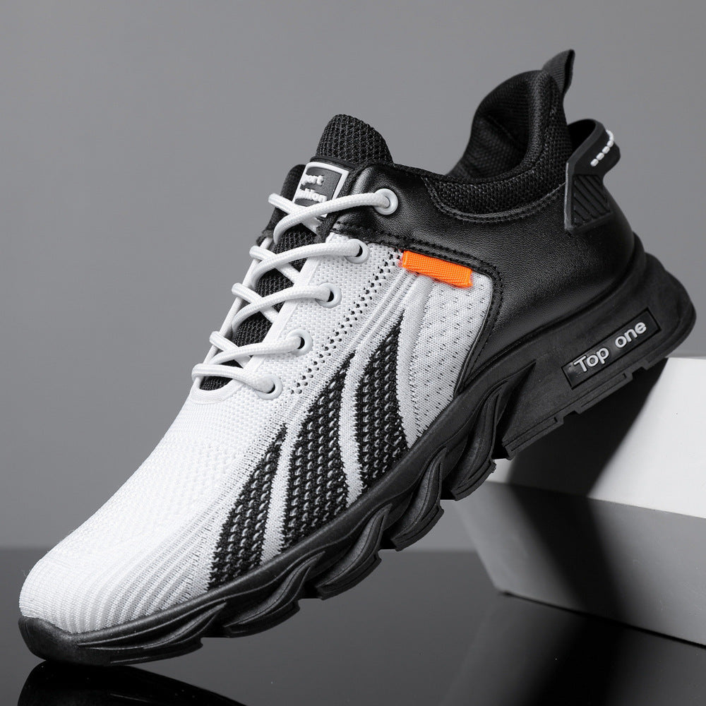 Cross-border men's shoes: new korean style fashionable men's shoes, breathable flyknit yeezy sneakers, soft sole athletic casual trendy shoes - wholesale