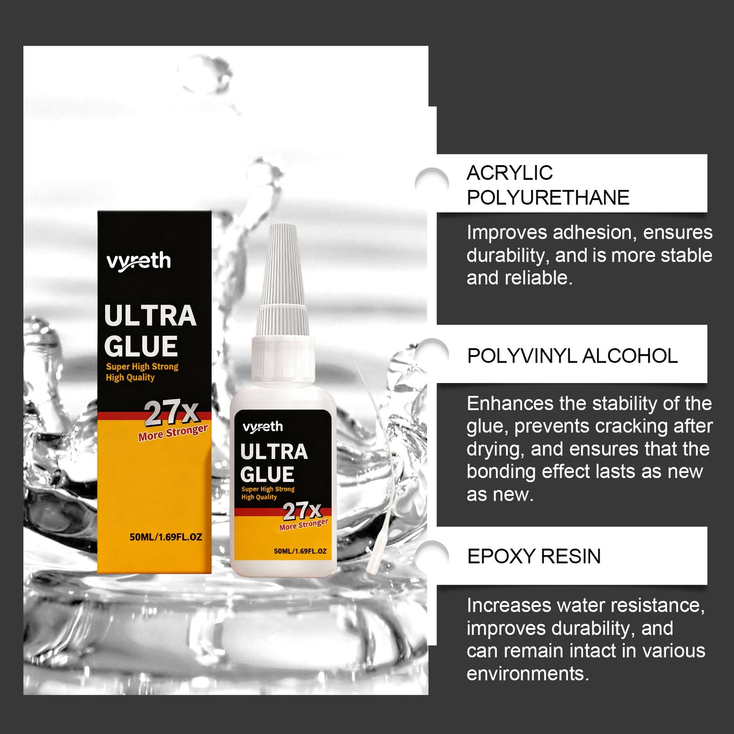 Vyreth Multifunctional Adhesive, Multifunctional Glue Liquid Patch Seamless Waterproof Oily Clear Sol