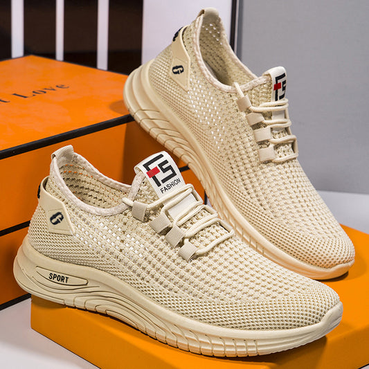 Mesh plus size men's shoes 2025 summer hollow breathable casual shoes soft sole casual sports shoes cross-border wholesale