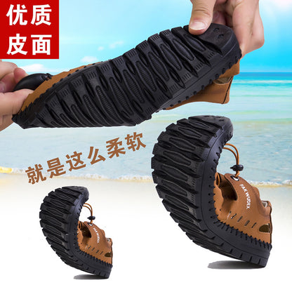 Men's summer closed-toe sandals, hollow-out clogs, leather-look shoes - 2024 new soft-soled casual men's shoes - wholesale