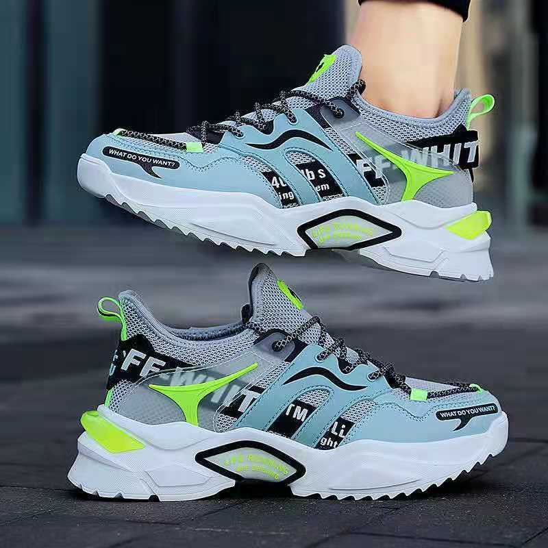 Flyknit breathable shoes for men 2025k-stylethick sole dad shoes trendy sneakers cross-border exportplus size running shoes