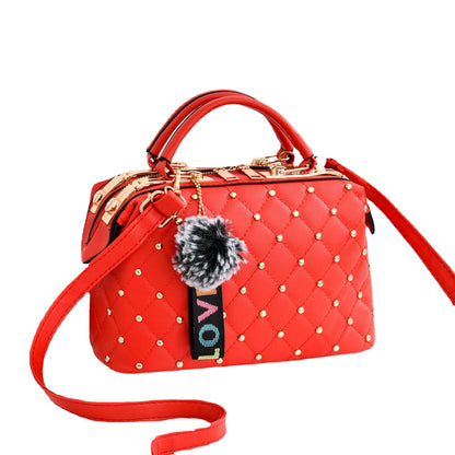 Small square bag for women 2026winternew arrivalk-style fur ball satchel bag for women elegant style large capacity shoulder bag