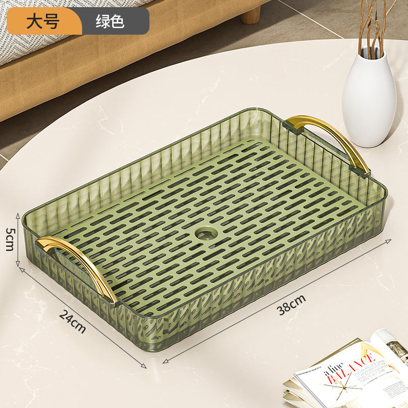 Tea tray for home living room dry brewing station accessible luxury tea set cup holder tea cup water cup rectangular double layer drainage tray