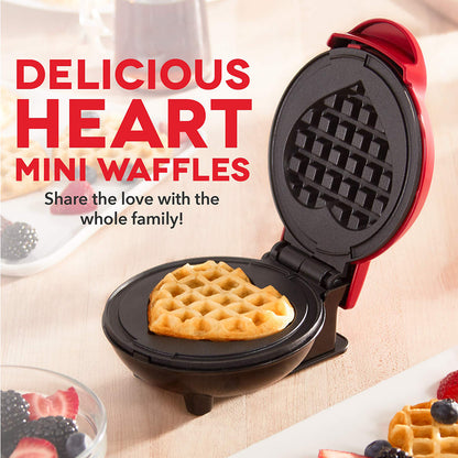 Portable mini heart waffle maker bread maker round sandwich maker light meal maker breakfast maker heart-shaped waffles