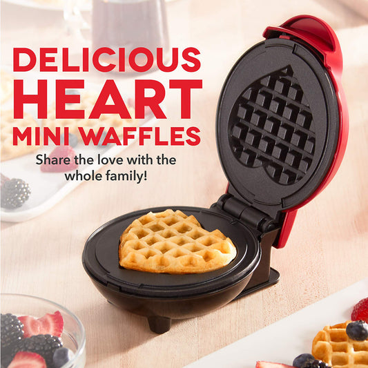 Portable mini heart waffle maker bread maker round sandwich maker light meal maker breakfast maker heart-shaped waffles